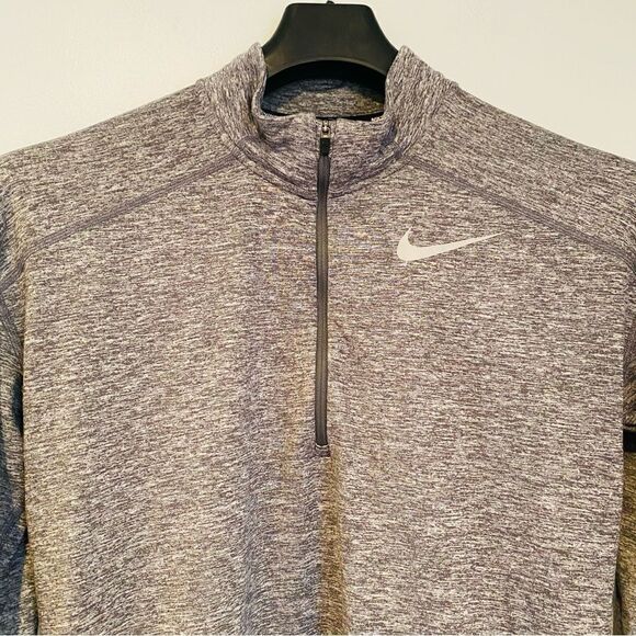 Nike Dri-Fit Zip Heather Gray Pullover Running Shirt Jacket Top Size Small - Picture 2 of 8